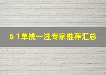 6 1单挑一注专家推荐汇总